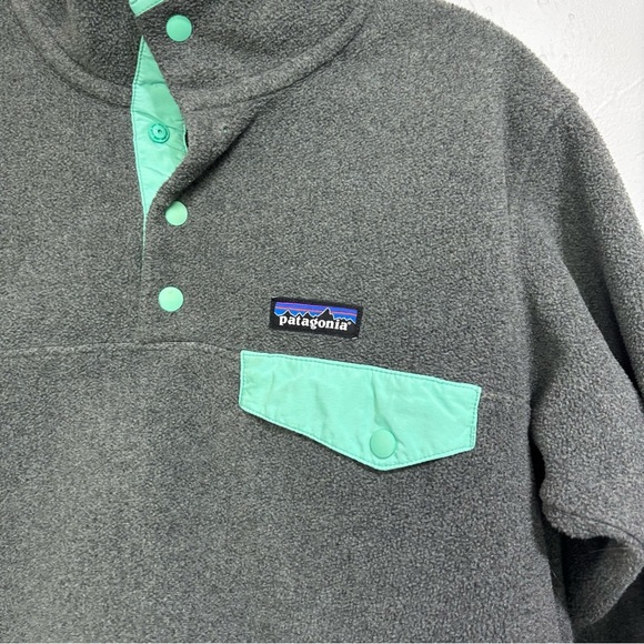 Patagonia Synchilla Women's Small Pullover Fleece Jacket Aqua Gray DAMAGE - Picture 2 of 11
